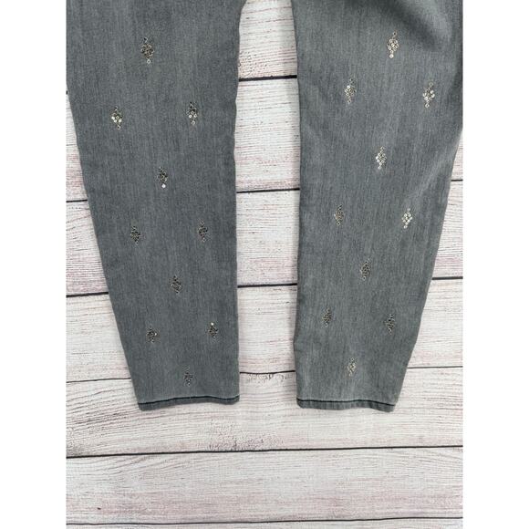 Sundance Sequined Tapered Leg Stretch Jeans Womens Size 32 Gray Light Wash Denim - Picture 7 of 13